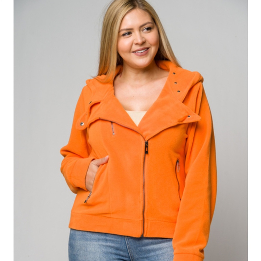 Casual long sleeve fleece casual jacket with zip pockets
